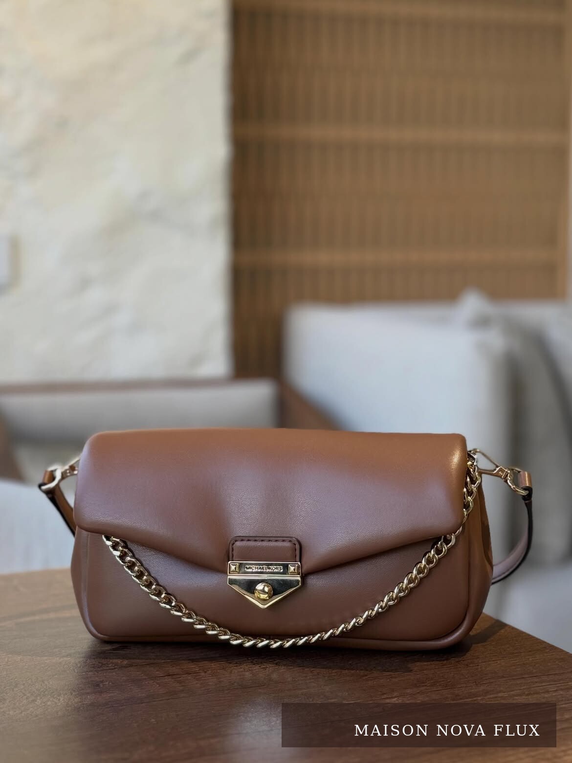 Cognac Chain Shoulder Bag