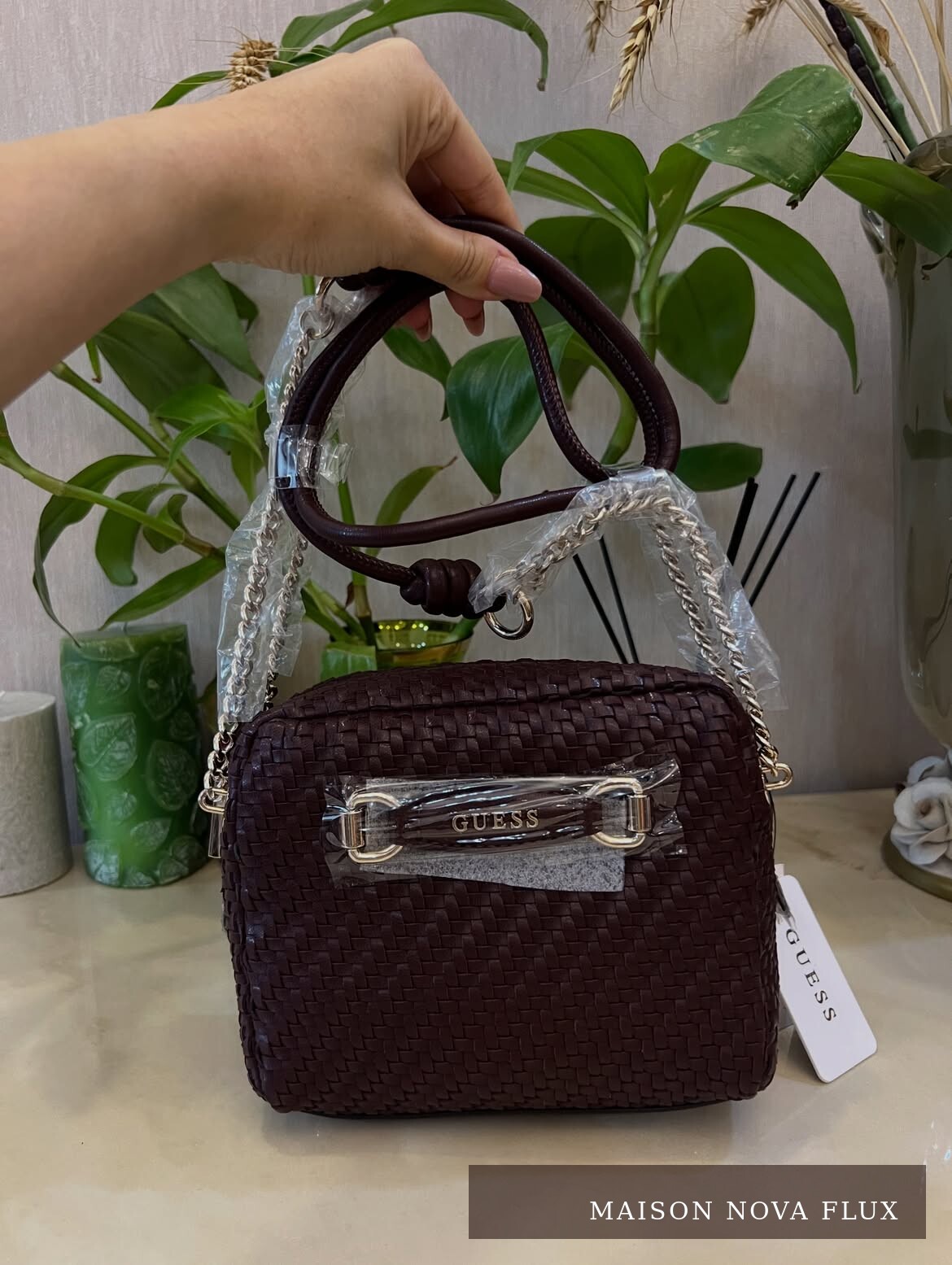 Burgundy Crystal Top Handle