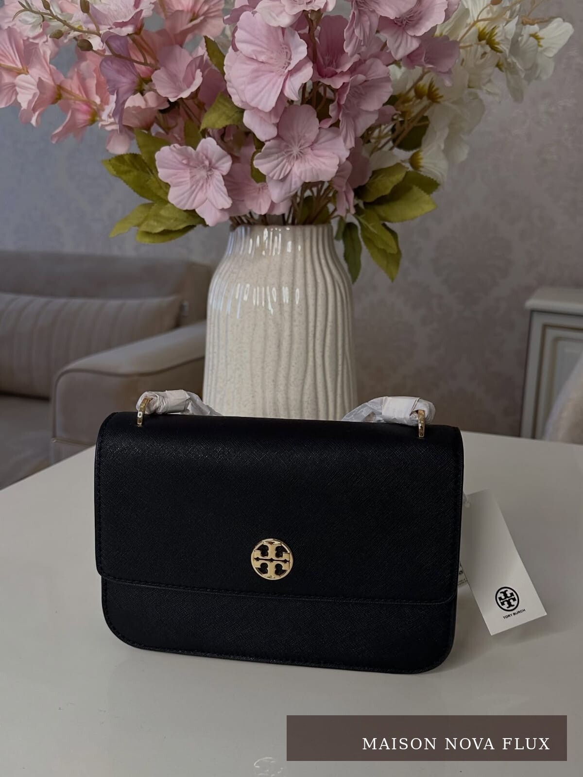 Noir Crest Shoulder Bag