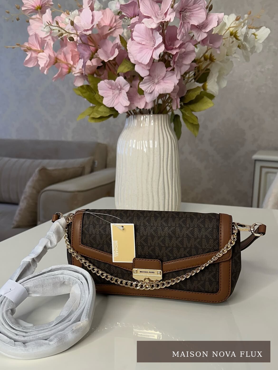 Cognac Chain Flap Bag