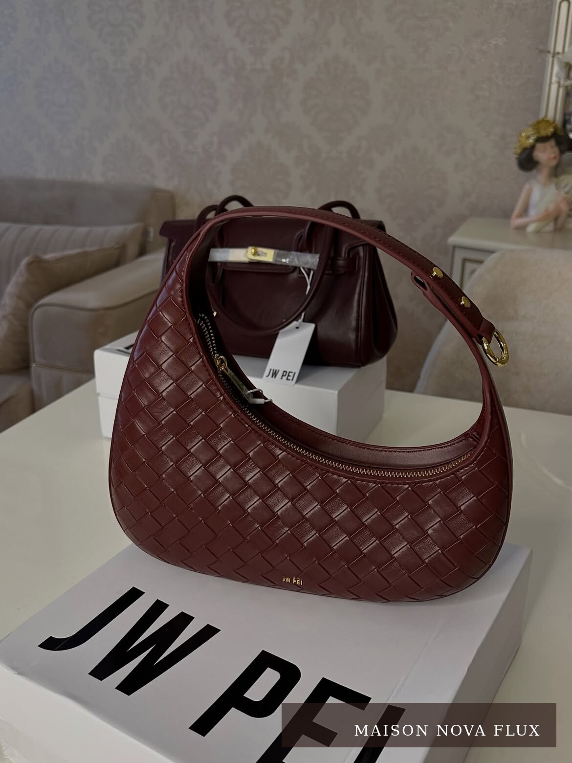 Burgundy Woven Hobo