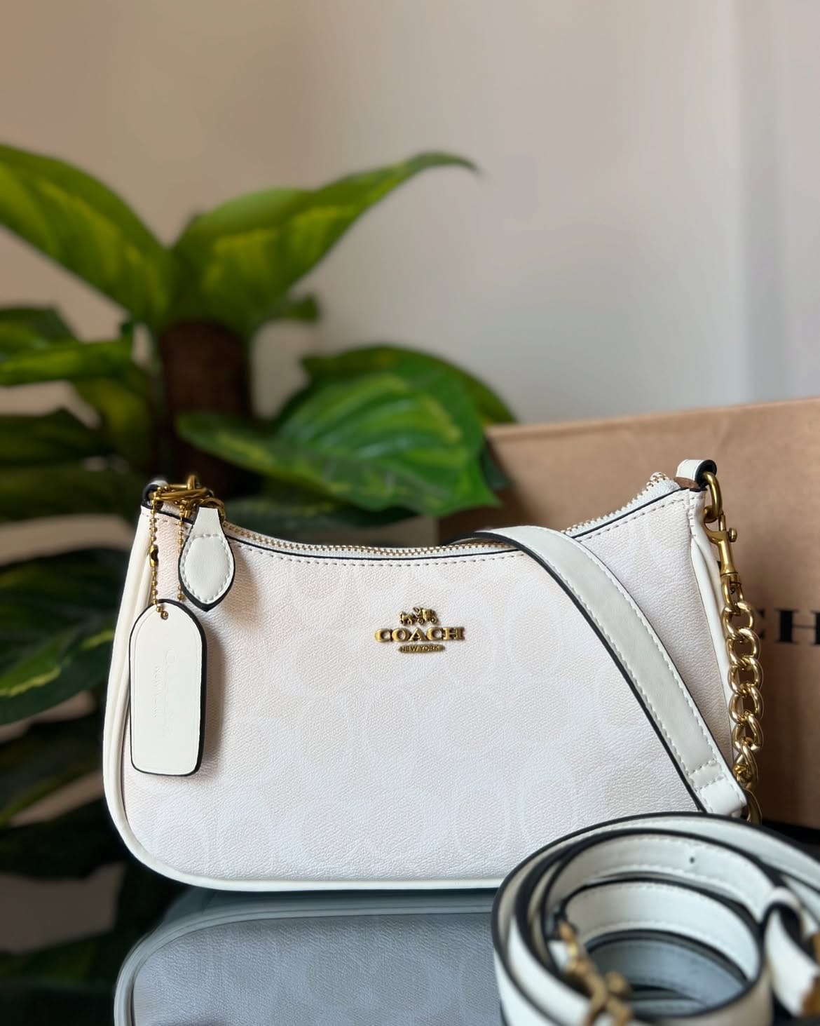 Coach Ivory Zip-Top Shoulder Bag