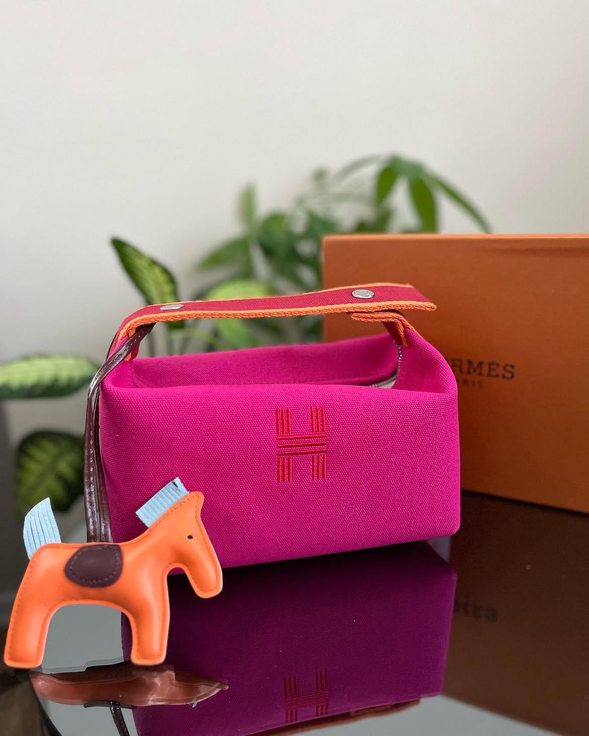 Hermès Fuchsia Canvas Top-Handle Bag