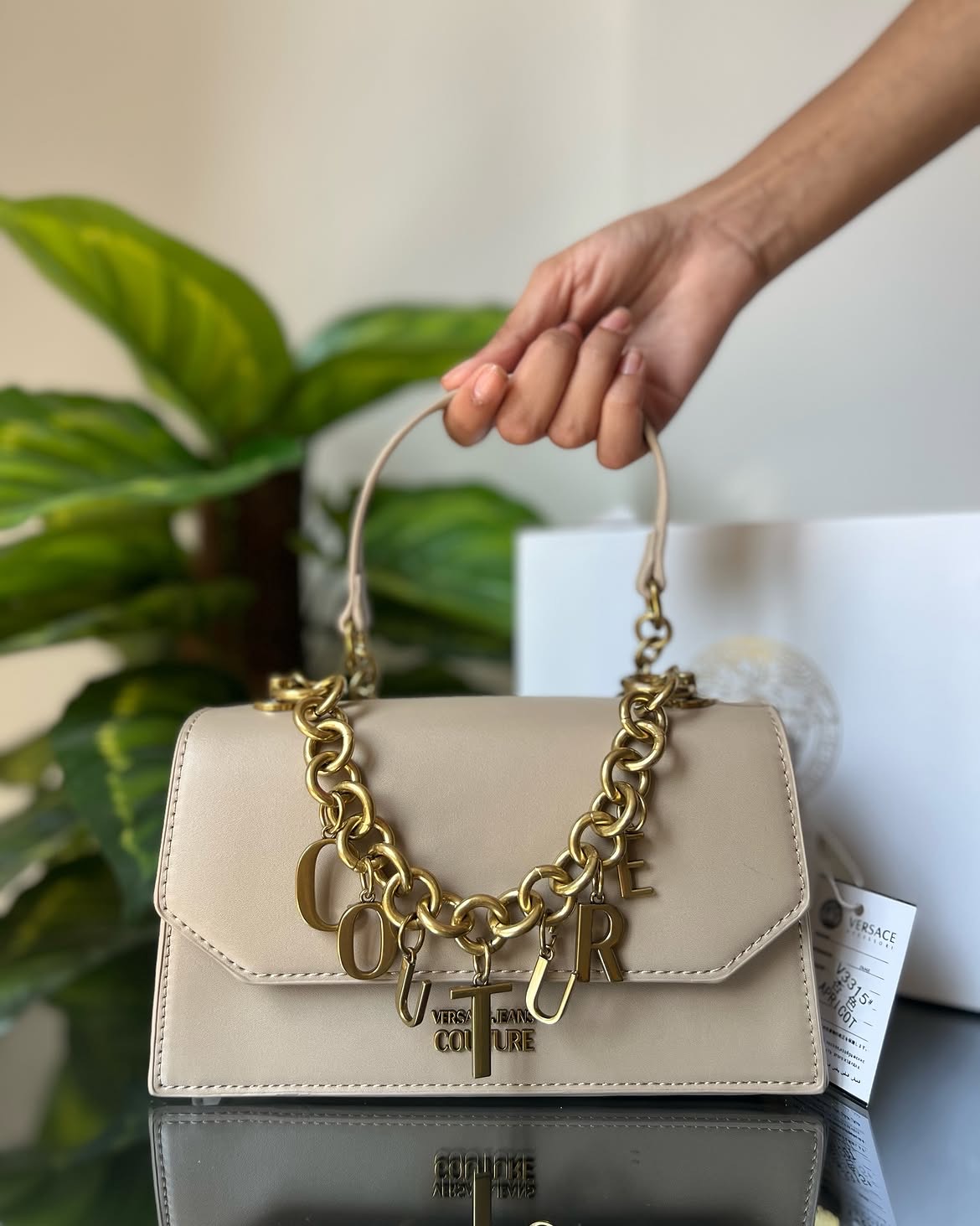 Versace Jeans Couture Beige Charm Flap Bag
