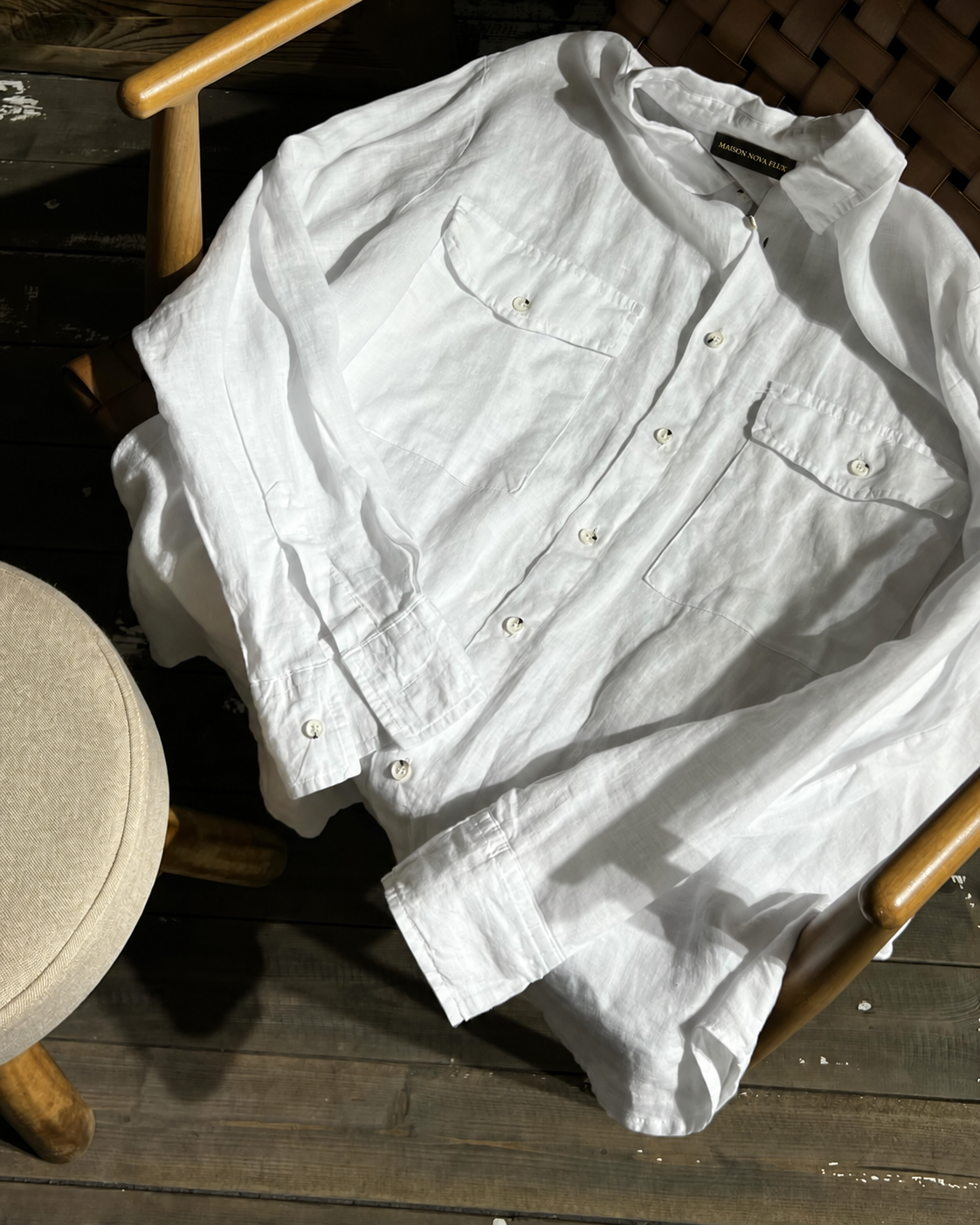 Alpine White Linen Utility Shirt