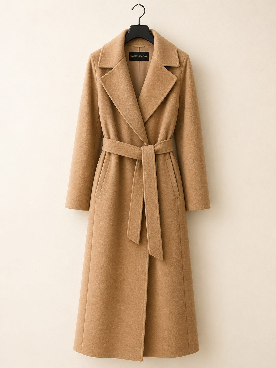 Camel Cashmere Wrap Coat