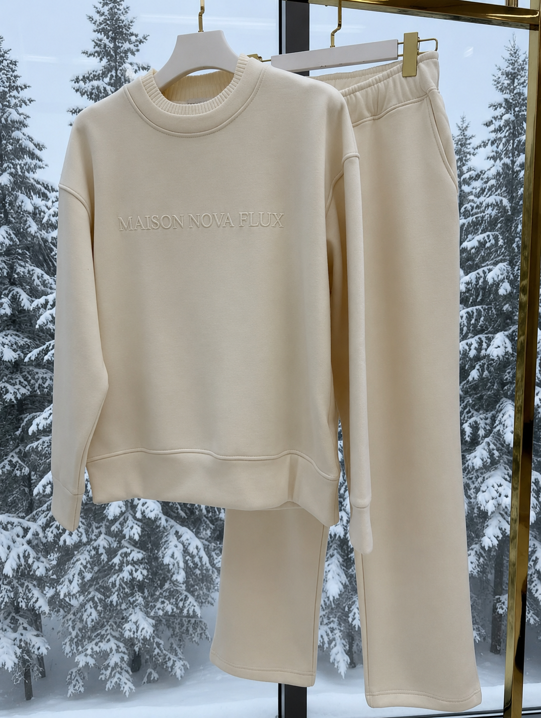 Ivory Relief Sweatshirt & Trouser Set