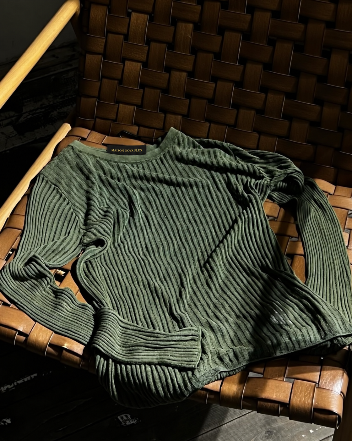 Forest Ribbed Velour Long-Sleeve Top