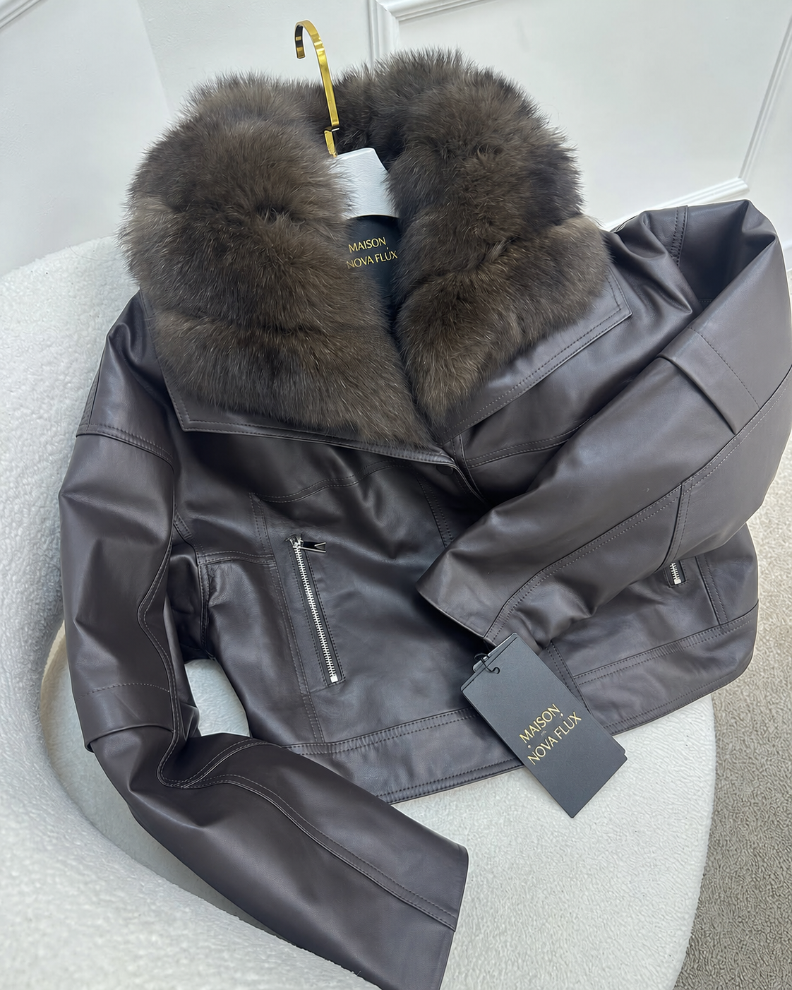 Maison Fur-Collar Leather Jacket