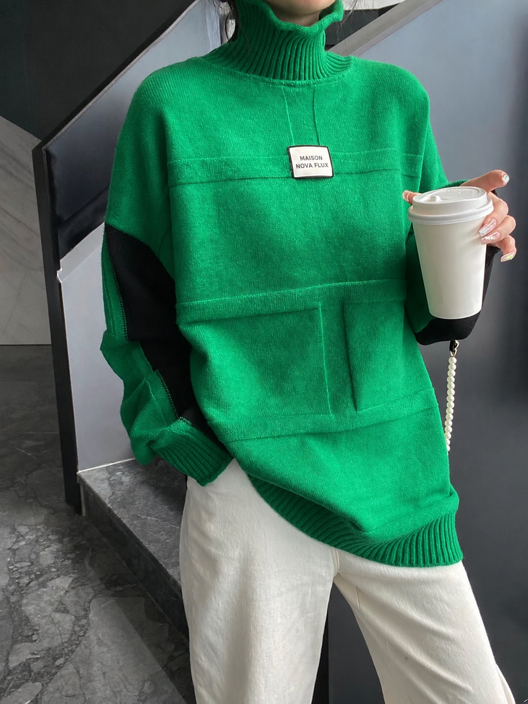 Emerald Oversized Pocket Knit