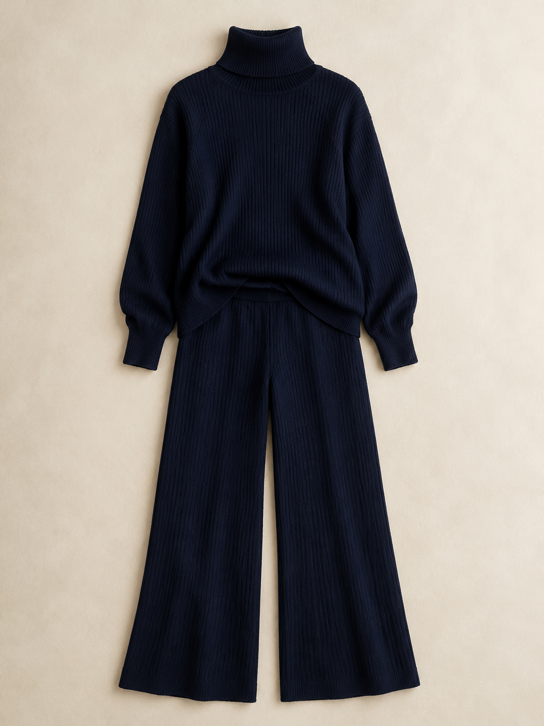 Midnight Ribbed Cashmere Set