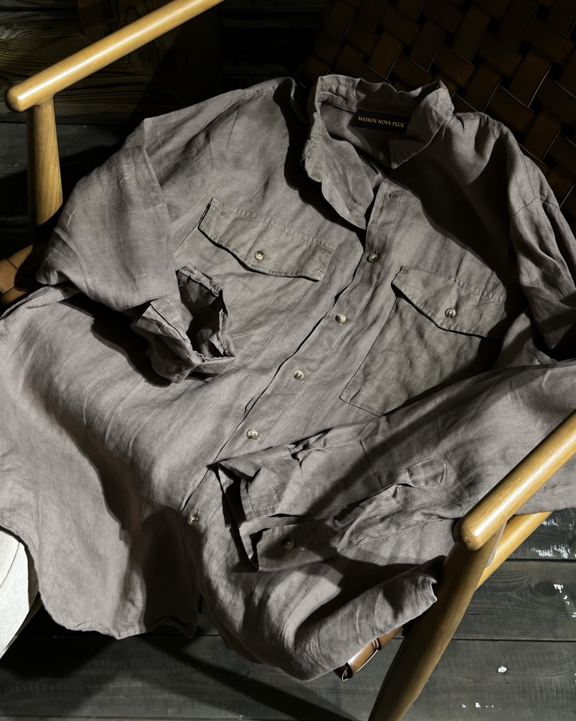 Stone Taupe Linen Utility Shirt