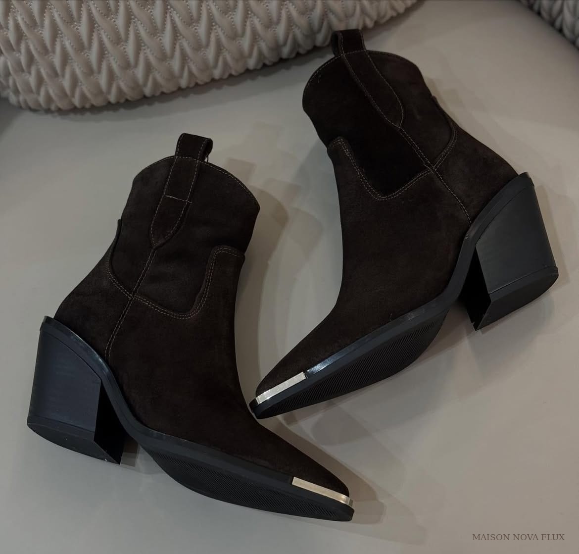 Espresso Sculpted Suede Ankle Boots