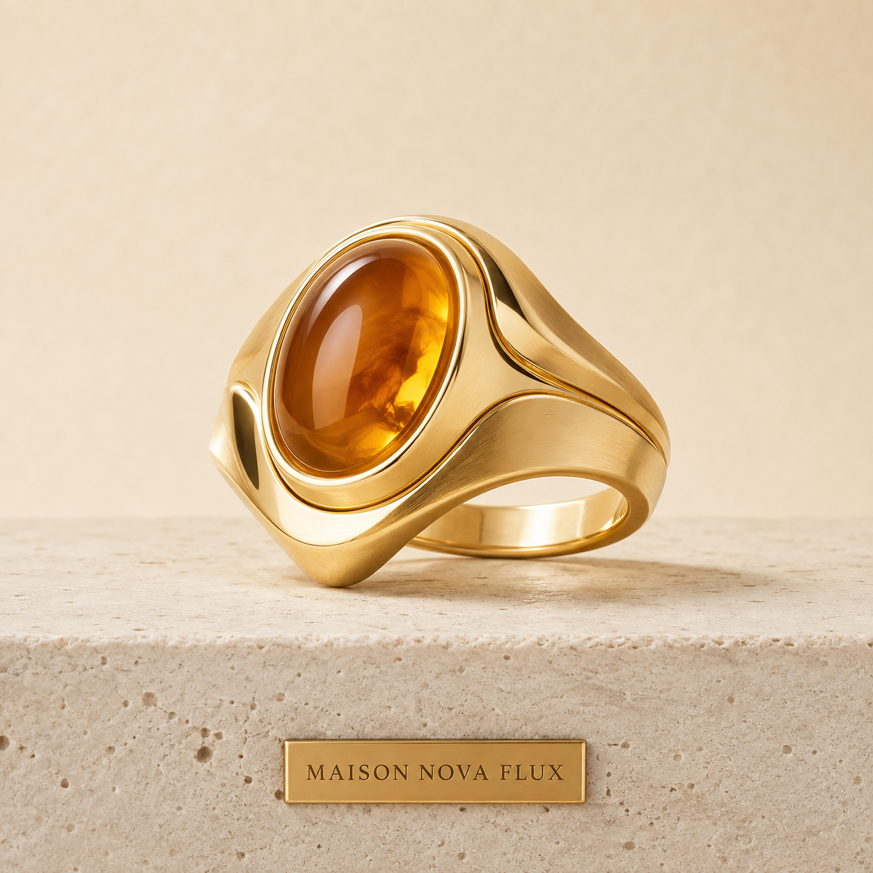 Soleil Honey-Stone Gold Signet
